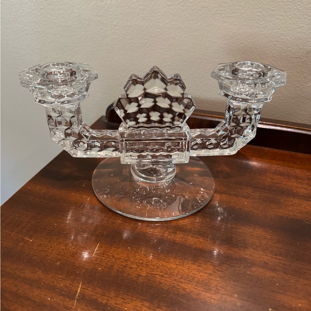 Fostoria American double candlestick holder